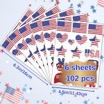 102 PCS American Flag Temporary Tattoos for Celebrations