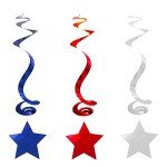 Patriotic Shooting Stars Swirl Decorations - 30pc