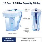 ZeroWater 10-Cup Water Filter Pitcher - 0 TDS