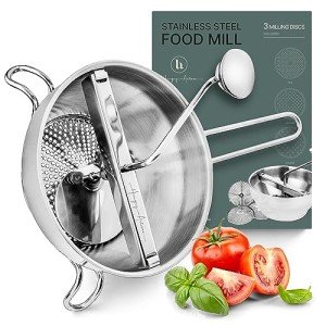 Stainless Steel Ergonomic Food Mill with 3 Discs