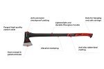 36" Wood Chopping Axe with Shock Absorbing Handle