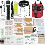 Compact First Aid Kit with Survival Tools - Red