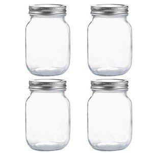 16 oz Mason Jars with Silver Lids - 4 Pack