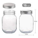 16 oz Mason Jars with Silver Lids - 4 Pack