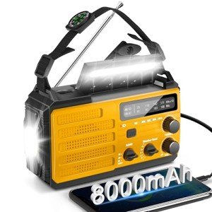 8000mAh Solar Hand Crank Emergency Radio & Flashlight