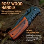 Tactical Spring Assisted Knife with Wood Handle