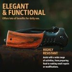 Tactical Spring Assisted Knife with Wood Handle