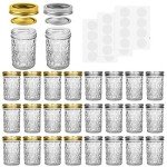 24 Pack of 8 oz Mason Jars with Lids
