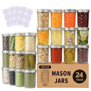 SKOCHE 8 oz Mason Jars - 24 Pack