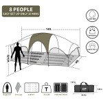 Spacious 8-Person Weatherproof Camping Tent - Olive