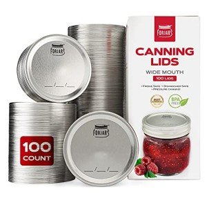 Wide Mouth Canning Lids 100-Pack for Food Storage