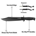 FLISSA Tactical Bowie Knife with Sheath & Sharpener