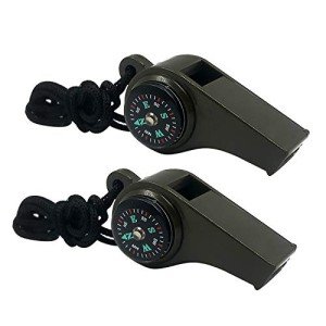 2 Pack Emergency Survival Whistle with Compass & Thermometer