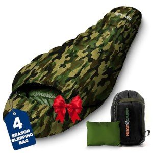 Lightweight Camouflage Mummy Sleeping Bag with Pillow