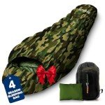 Lightweight Camouflage Mummy Sleeping Bag with Pillow