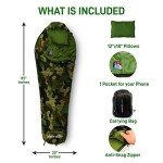 Lightweight Camouflage Mummy Sleeping Bag with Pillow