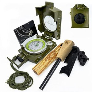 Military Compass and Fatwood Fire Starter Combo