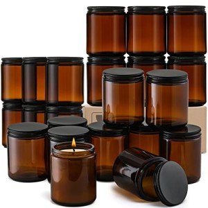 24 Pack 8oz Amber Glass Storage Jars with Lids