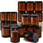 24 Pack 8oz Amber Glass Storage Jars with Lids