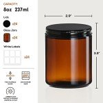 24 Pack 8oz Amber Glass Storage Jars with Lids