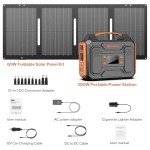 Portable Solar Generator with 60W Foldable Panel