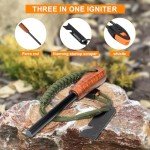 Survival Fire Starter Tool with Wooden Handle