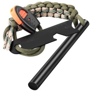 Survival Fire Starter Kit with Ferro Rod & Paracord