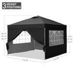 GDY Pop-Up Tent with Side Walls, 3 x 3 m