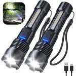 High Lumens Rechargeable Flashlight 2-Pack, Waterproof