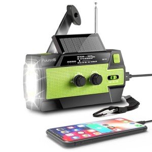 Puiuisoul Solar Hand Crank Emergency Radio & Power Bank