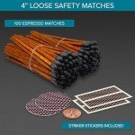 Brown 4" Espresso Matches with Striking Stickers