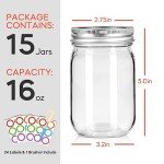 16 oz Mason Jars with Lids - 15 Pack