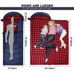 REDCAMP Flannel Sleeping Bag for Adults, Large Comfortable Cotton Sleeping Bags for Camping with Detachable Hood, Red Plaid with 4lbs Filling (91"x33")