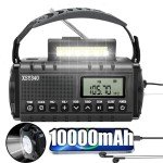 10000mAh/37000mWh Emergency Hand Crank Radio,AM FM NOAA Weather Alert Radio, Digital Display,3 Ways Powered Hand Crank,Solar Radio with Type-C Charger,Flashlight,Reading Lamp,Headphone Jack,SOS Alarm