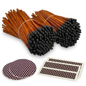 4" Brown Stick Black Tip Espresso Matches (200 Count, + Striking Stickers) | Decorative Unique & Fun for Your Home, Gifts, Accessories & Events | Premium Long Wood Safety Matches by Thankful Greetings