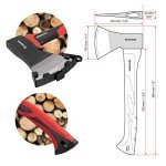 INTERTOOL Hatchet, Wood Axe, Small Camp Hand Axe, 1.3 lbs, Firewood, Camping, Chopping, Splitting, Throwing, Shock Absorbing Fiberglass Anti-Slip Handle, 15" HT-0261