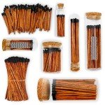 4" Brown Stick Black Tip Espresso Matches (200 Count, + Striking Stickers) | Decorative Unique & Fun for Your Home, Gifts, Accessories & Events | Premium Long Wood Safety Matches by Thankful Greetings