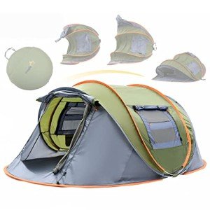maple99 4 Person Pop Up Tent for Camping - Lightweight & Portable, Easy Quick Set-Up, 2 Doors, Lantern Hook, Storage Pockets, Carry Bag for Outdoor Hiking, Travel