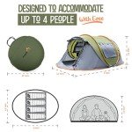 maple99 4 Person Pop Up Tent for Camping - Lightweight & Portable, Easy Quick Set-Up, 2 Doors, Lantern Hook, Storage Pockets, Carry Bag for Outdoor Hiking, Travel
