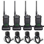 Retevis RT86 Walkie Talkies Long Range, 2 Way Radio with Shoulder Mic, Heavy Duty Two Way Radios Rechargeable, Handheld, High Power, 2600mAh, for Security Property Hunting(4 Pack)