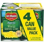 DEL MONTE FRESH CUT Golden Sweet Whole Kernel Corn Canned Vegetables, 4-Pack, 15.25 oz Cans