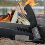 Morakniv Bushcraft Survival BlackBlade™ Fixed-Blade Knife with Carbon Steel Blade with Sheath and Fire Starter, Black, 4.3 Inch