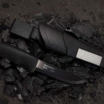 Morakniv Bushcraft Survival BlackBlade™ Fixed-Blade Knife with Carbon Steel Blade with Sheath and Fire Starter, Black, 4.3 Inch