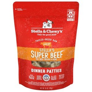 Stella & Chewy's Freeze Dried Raw Dinner Patties – Grain Free Dog Food, Protein Rich Stella’s Super Beef Recipe – 25 oz Bag