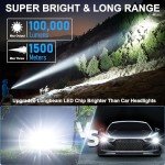 Rechargeable Magnetic Flashlights 100,000 High Lumens, Super Bright LED Powerful Flashlight 8 Modes with COB Work Light, Waterproof Handheld Flash Light for Camping (2 Pack with Leather Box, Black)