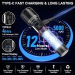 Rechargeable Magnetic Flashlights 100,000 High Lumens, Super Bright LED Powerful Flashlight 8 Modes with COB Work Light, Waterproof Handheld Flash Light for Camping (2 Pack with Leather Box, Black)