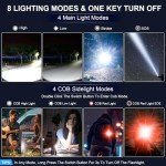 Rechargeable Magnetic Flashlights 100,000 High Lumens, Super Bright LED Powerful Flashlight 8 Modes with COB Work Light, Waterproof Handheld Flash Light for Camping (2 Pack with Leather Box, Black)