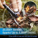 Kaseamu Ferro Rods 1/2 inch x 6 inch, Premium Ferro Rod Fire Starter Survival Tool, Flint and Steel Fire Starter Kit, 20,000+ Strikes, Large and Thick Ferro Rod with Paracord & Multi-Tool Striker.