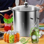 Canning Pot Water Bath Canner 20quart Stock Pot, Stainless Steel Canning Supplies Starter Kit Canner Tools Beginners Canning Kits Accessories with Rack, Tongs, Jar Lifter, Full Canning Set