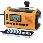 Emergency Weather Radio - AM/FM/NOAA Hand Crank Radio with 15W Fast Charge, 20000mAh Solar Power Bank, Multi-Function Flashlight & SOS Alarm (Orange)